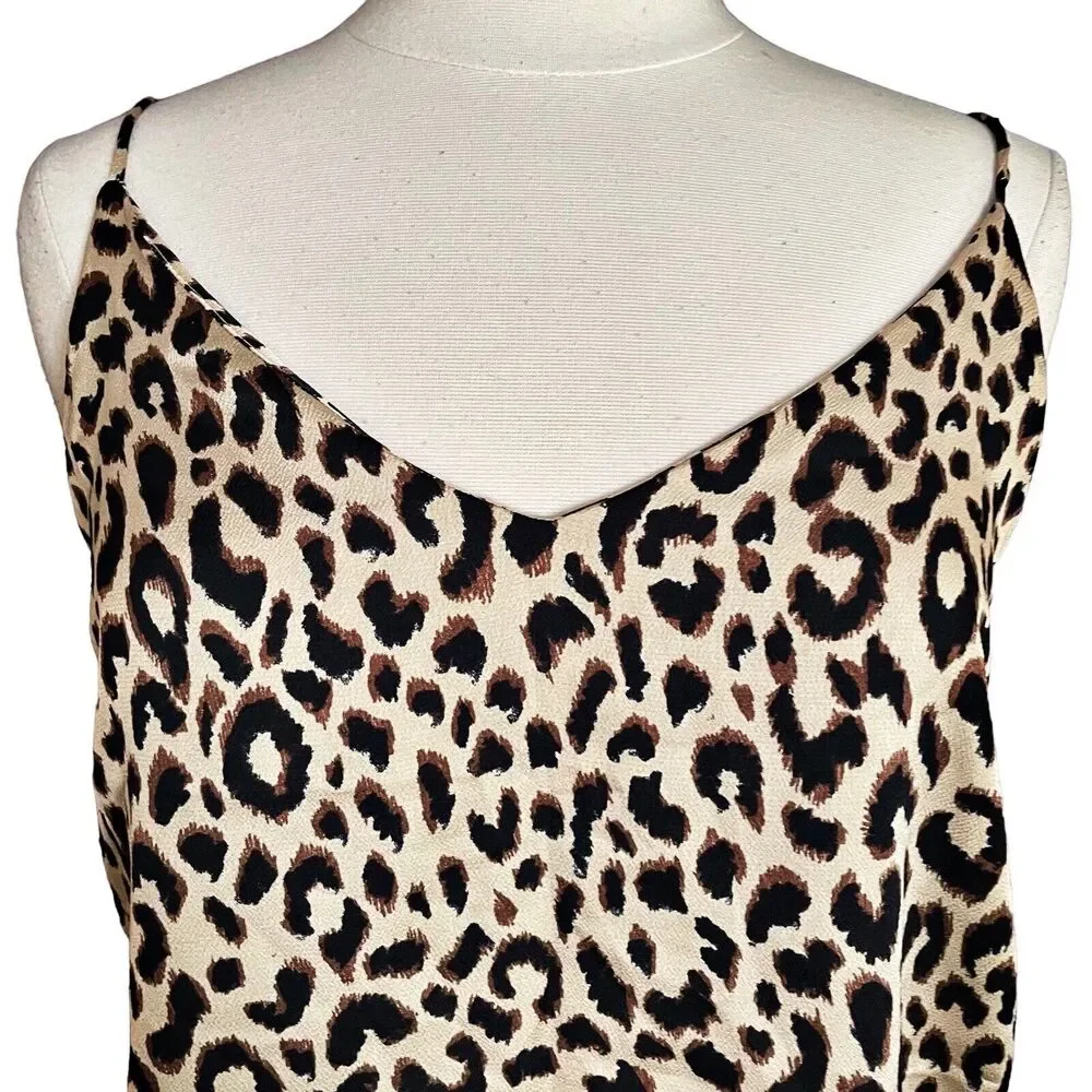 Gilli Cheetah Tank Cami Size M in Black and‎ Tan Adjustable Strap Lagenlook